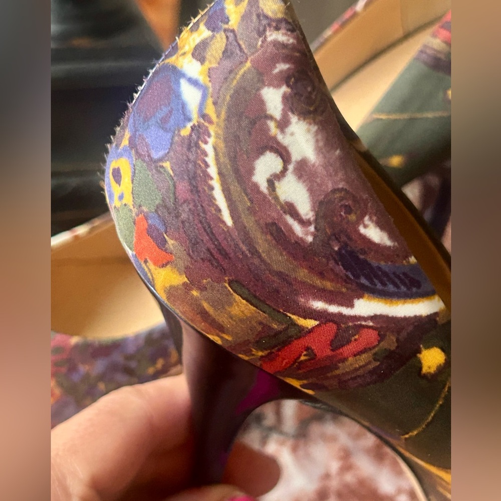 Giuseppe Zanotti Floral Multicolor Satin Heels 9.5 - Picture 8 of 16